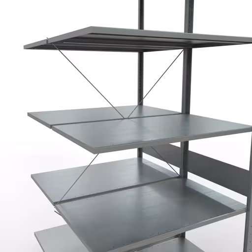 Produktbild Nr 13 des Artikels Anbauregal, Doppelregal, Fachbodenregal Stecksystem MULTIplus150, 3000 x 1000 x (2x1200) mm (HxBxT), 2x7 Fachböden, Kreuzstrebe, verzinkt Abbildung Nr 13 des Artikels Anbauregal, Doppelregal, Fachbodenregal Stecksystem MULTIplus150, 3000 x 1000 x (2x1200) mm (HxBxT), 2x7 Fachböden, Kreuzstrebe, verzinkt aus der Produktgruppe Fachbodenregale von der Marke Schulte Lagertechnik