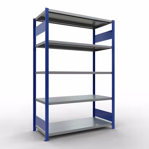 Abbildung Nr 11 des Artikels Grundregal, Fachbodenregal Stecksystem MULTIplus250, 2000 x 1300 x 600 mm (HxBxT), 5 Fachböden, Längenriegel, RAL 5010 enzianblau/verzinkt aus der Produktgruppe Stecksystem von der Marke Schulte Lagertechnik