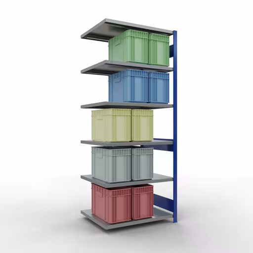 Anbauregal, Fachbodenregal Stecksystem MULTIplus330, 2500 x 1000 x 800 mm (HxBxT), 6 Fachböden, Längenriegel, RAL 5010 enzianblau/verzinkt aus der Kategorie Anbauregal mit der GTIN 4004514286000 Anbauregal, Fachbodenregal Stecksystem MULTIplus330, 2500 x 1000 x 800 mm (HxBxT), 6 Fachböden, Längenriegel, RAL 5010 enzianblau/verzinkt von der Marke Schulte Lagertechnik aus der Produktreihe Stecksystem