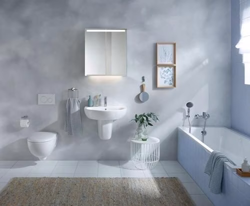 Waschtisch Renova mit Hahnloch, mit Überlauf 600 x 480 mm weiß GEBERIT