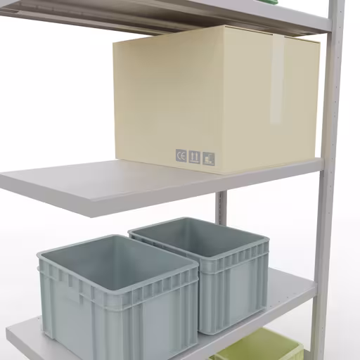 Produktbild Nr 13 des Artikels Anbauregal, Fachbodenregal Stecksystem MULTIplus330, 2000 x 1000 x 500 mm (HxBxT), 5 Fachböden, Längenriegel, RAL 7035 lichtgrau Abbildung Nr 13 des Artikels Anbauregal, Fachbodenregal Stecksystem MULTIplus330, 2000 x 1000 x 500 mm (HxBxT), 5 Fachböden, Längenriegel, RAL 7035 lichtgrau aus der Produktgruppe Stecksystem von der Marke Schulte Lagertechnik