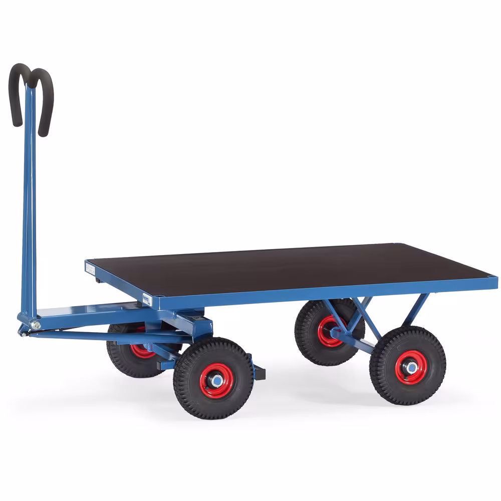 Handpritschenwagen 6403L Bereifung Luft, Breite 800 mm, Länge 1200 mm aus der Kategorie Handwagen/Pritschenwagen mit der GTIN 4017976014029 Handpritschenwagen offen Baukasten-System, aus Profilstahl geschweißt, pulverbeschichtet blau RAL 5007, 4 Eckhülsen von der Marke Fetra aus der Kategorie Handwagen/Pritschenwagen