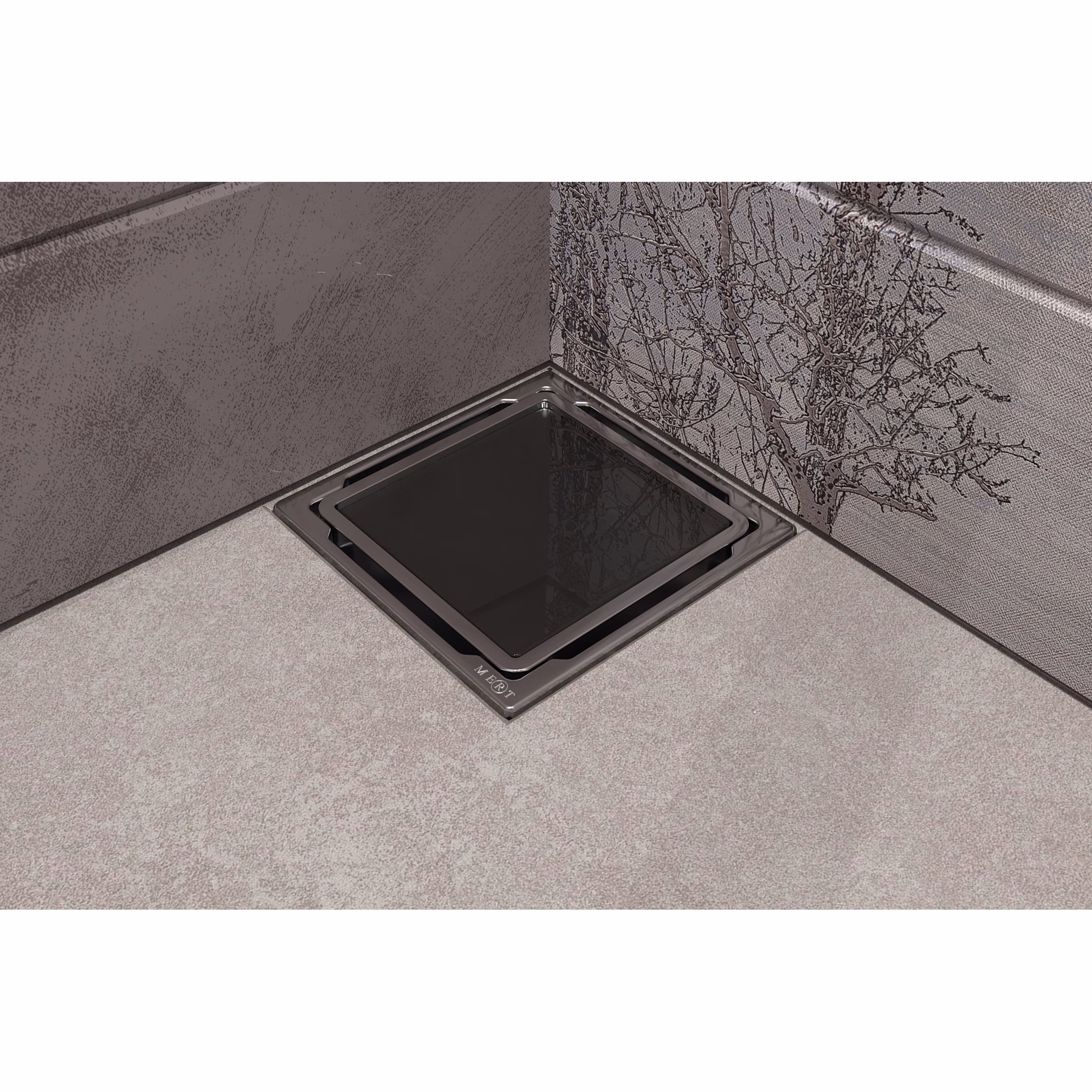 MERT Flach Bodenablauf mit gehärtetem Glas 110x110mm aus der Kategorie Bodenabläufe mit der Teilenummer DU-11-CD-BLACK