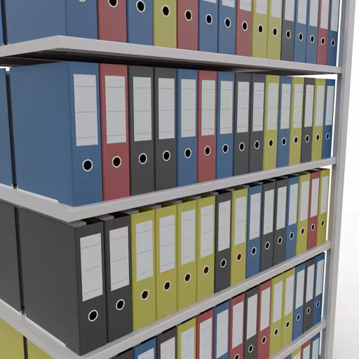 Abbildung Nr 11 des Artikels Anbauregal, Büro-Fachbodenregal Stecksystem MULTIplus150, 2300 x 1300 x 600 mm (HxBxT), 7 Fachböden, Längenriegel, ohne Mittelanschlag, lichtgrau aus der Produktgruppe Büroregale von der Marke Schulte Lagertechnik