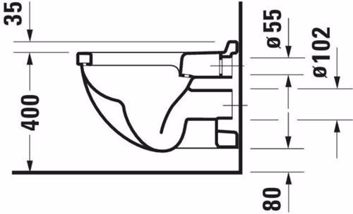 Technische Zeichnung 4064535 Duravit Wand-WC Starck 3 540 mm Tiefspüler, weiß