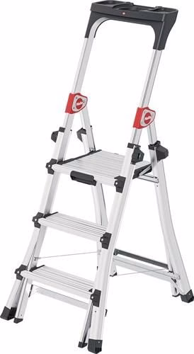 Stufenstehleiter TL100 Stufen 3-5 Stufen Aluminium eloxiert Gesamthöhe 1430-1900 mm teleskopierbar HAILO