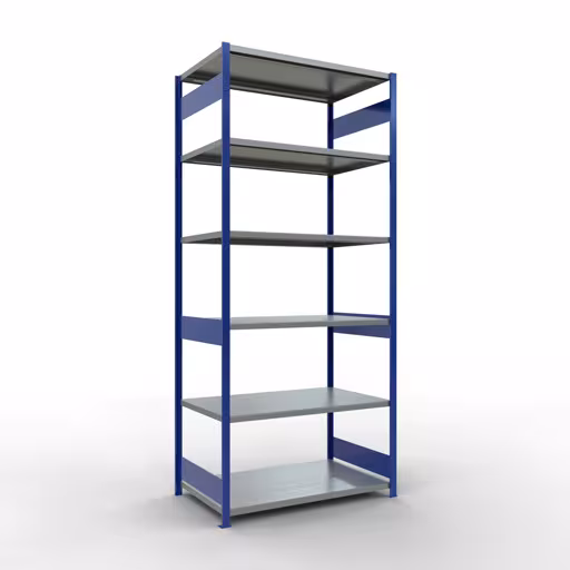Grundregal, Fachbodenregal Stecksystem MULTIplus250, 3000 x 1300 x 800 mm (HxBxT), 7 Fachböden, Längenriegel, RAL 5010 enzianblau/verzinkt von der Marke Schulte Lagertechnik aus der Produktreihe Stecksystem