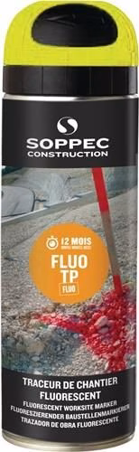 SOPPEC FLUO TP 500 ml, aérosol de marquage pour chantiers, catégorie des aérosols de marquage, référence 4000354132