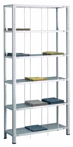 Grundregal, Schraub-Fädelstäberegal BASIC70, 2000 x 900 x 350 mm (HxBxT), 6 Fachböden, RAL 7035 lichtgrau von der Marke Schulte Lagertechnik Grundregal, Schraub-Fädelstäberegal BASIC70, 2000 x 900 x 350 mm (HxBxT), 6 Fachböden, RAL 7035 lichtgrau aus der Kategorie Fädelstäberegale mit der Artikelnummer 30691