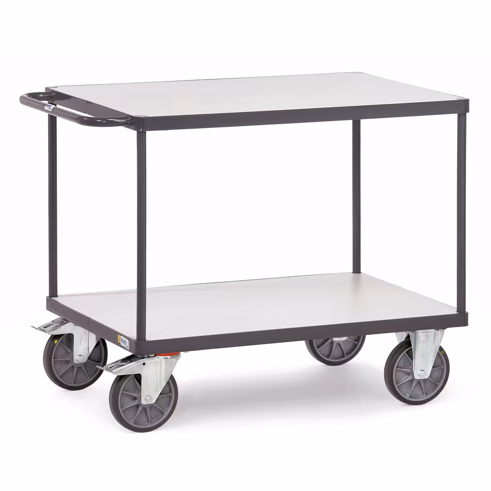 ESD-Tischwagen 9403 Breite 800 mm, Länge 1200 mm von der Marke Fetra ESD-Tischwagen Elektrisch leitfähige Ausführung Stahlrohr und Profilstahl geschweißt, elektrisch leitfähig pulverbeschichtet, schiefergrau RAL 7015 Typ Ladeflächenbreite: 800 mm aus der Kategorie ESD-Geräte mit der Artikelnr. 9403