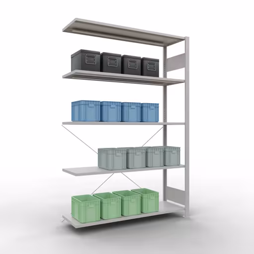 Stecksystem Anbauregal 2000x1300x400 mm, Typ 150 kg, lichtgrau von der Marke Schulte Lagertechnik aus der Produktreihe Stecksystem