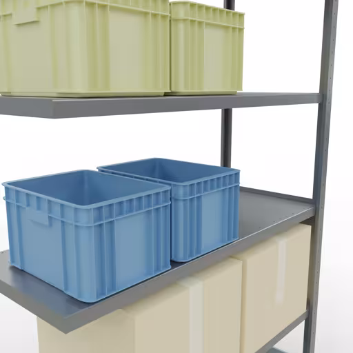 Anbauregal, Fachbodenregal Stecksystem MULTIplus250, 2500 x 1300 x 500 mm (HxBxT), 6 Fachböden, Längenriegel, verzinkt von der Marke Schulte Lagertechnik aus der Produktreihe Stecksystem