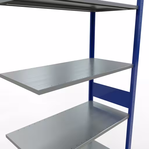 Produktbild Nr.6 des Artikels Anbauregal, Fachbodenregal Stecksystem MULTIplus150, 3000 x 1000 x 500 mm (HxBxT), 7 Fachböden, Längenriegel, RAL 5010 enzianblau/verzinkt aus der Produktreihe Stecksystem von der Marke Schulte Lagertechnik