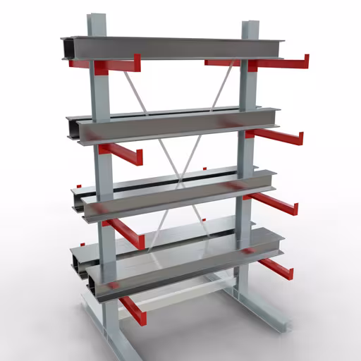 Abbildung Nr 10 des Artikels K 3000 Komplettregal, doppelseitig, 2500 x 1300 x 600 mm, RAL 7001 / RAL 3000, 5 Lagerebenen aus der Produktgruppe Kragarmregale von der Marke Schulte Lagertechnik