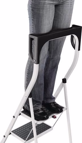 Klapptritt K75 Stufen einschl. Plattform 2 Plattformhöhe 470 mm Stahl mit Anti-Rutsch-Matten weiß HAILO