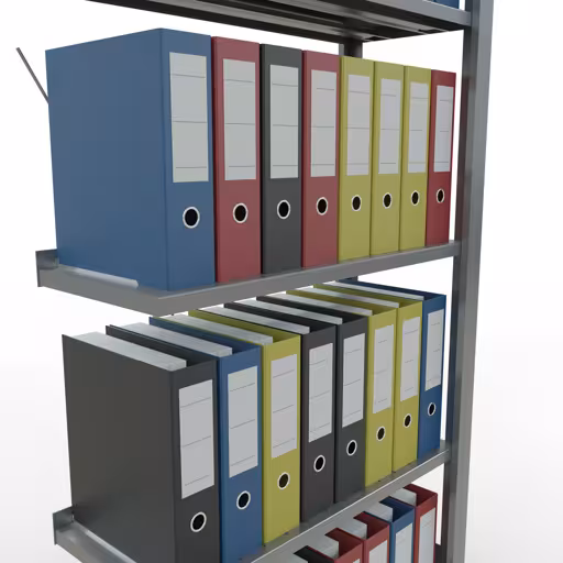 Abbildung Nr 9 des Artikels Anbauregal, Büro-Fachbodenregal Stecksystem MULTIplus85, 1800 x 750 x 300 mm (HxBxT), 5 Fachböden, Kreuzstrebe, verzinkt, mit Anschlagleiste aus der Produktgruppe Büroregale von der Marke Schulte Lagertechnik