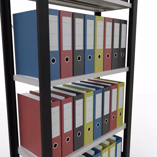 Zusatzbild des Artikels Grundregal, Büro-Fachbodenregal Stecksystem MULTIplus85, 1800 x 750 x 300 mm (HxBxT), 5 Fachböden, Kreuzstrebe, ohne Anschlagleiste, schwarz/lichtgrau aus Stecksystem
