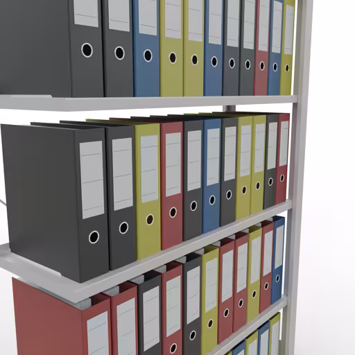 Abbildung Nr 14 des Artikels Anbauregal, Büro-Fachbodenregal Stecksystem MULTIplus85, 2000 x 1000 x 300 mm (HxBxT), 6 Fachböden, Kreuzstrebe, mit Anschlagleiste, lichtgrau aus der Produktgruppe Büroregale von der Marke Schulte Lagertechnik