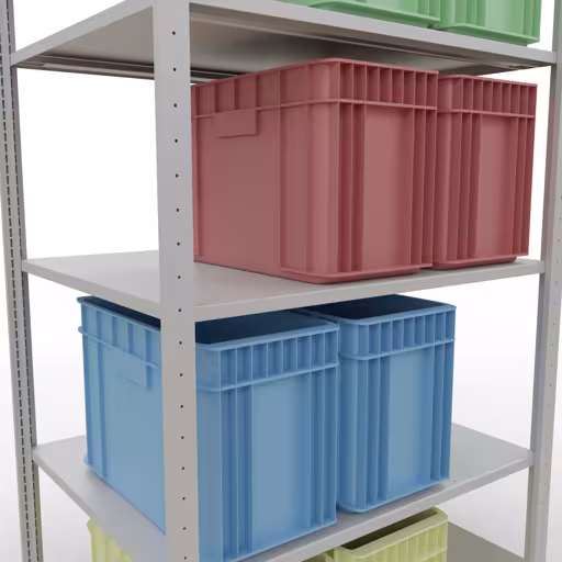 Grundregal, Fachbodenregal Stecksystem MULTIplus150, 2000 x 1000 x 800 mm (HxBxT), 5 Fachböden, Längenriegel, RAL 7035 lichtgrau mit der GTIN 4004514293435 Grundregal, Fachbodenregal Stecksystem MULTIplus150, 2000 x 1000 x 800 mm (HxBxT), 5 Fachböden, Längenriegel, RAL 7035 lichtgrau von Schulte Lagertechnik mit der Artikelnr. 32680-LR