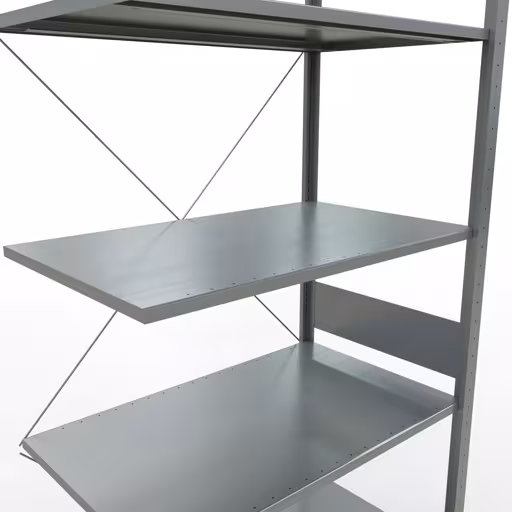 Anbauregal, Fachbodenregal Stecksystem MULTIplus150, 3000 x 1000 x 600 mm (HxBxT), 7 Fachböden, Kreuzstrebe, verzinkt von der Marke Schulte Lagertechnik aus der Produktreihe Stecksystem