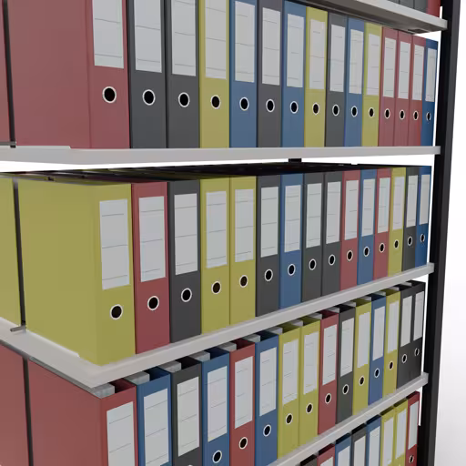 Abbildung Nr 12 des Artikels Anbauregal, Büro-Fachbodenregal Stecksystem MULTIplus150, 2000 x 1300 x 600 mm (HxBxT), 6 Fachböden, Längenriegel, mit Mittelanschlag, schwarz/lichtgrau aus der Produktgruppe Büroregale von der Marke Schulte Lagertechnik