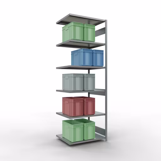 Produktbild Nr 13 des Artikels Anbauregal, Fachbodenregal Stecksystem MULTIplus250, 3000 x 1000 x 800 mm (HxBxT), 7 Fachböden, Längenriegel, verzinkt Abbildung Nr 13 des Artikels Anbauregal, Fachbodenregal Stecksystem MULTIplus250, 3000 x 1000 x 800 mm (HxBxT), 7 Fachböden, Längenriegel, verzinkt aus der Produktgruppe Stecksystem von der Marke Schulte Lagertechnik