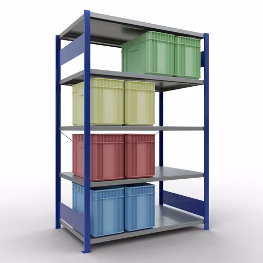 Produktbild Nr 15 des Artikels Grundregal, Fachbodenregal Stecksystem MULTIplus250, 2000 x 1300 x 800 mm (HxBxT), 5 Fachböden, Kreuzstrebe, RAL 5010 enzianblau/verzinkt Abbildung Nr 15 des Artikels Grundregal, Fachbodenregal Stecksystem MULTIplus250, 2000 x 1300 x 800 mm (HxBxT), 5 Fachböden, Kreuzstrebe, RAL 5010 enzianblau/verzinkt aus der Produktgruppe Stecksystem von der Marke Schulte Lagertechnik