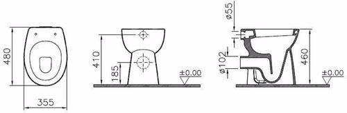 VITRA Flachspüler-Stand-WC Conforma + 60 mm Abgang waagerecht Open Back Weiß Hochglanz
