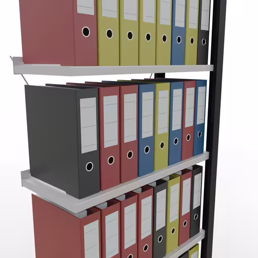Anbauregal, Büro-Fachbodenregal Stecksystem MULTIplus85, 2000 x 750 x 300 mm (HxBxT), 6 Fachböden, Kreuzstrebe, mit Anschlagleiste, schwarz/lichtgrau von der Marke Schulte Lagertechnik aus der Produktreihe Büroregale