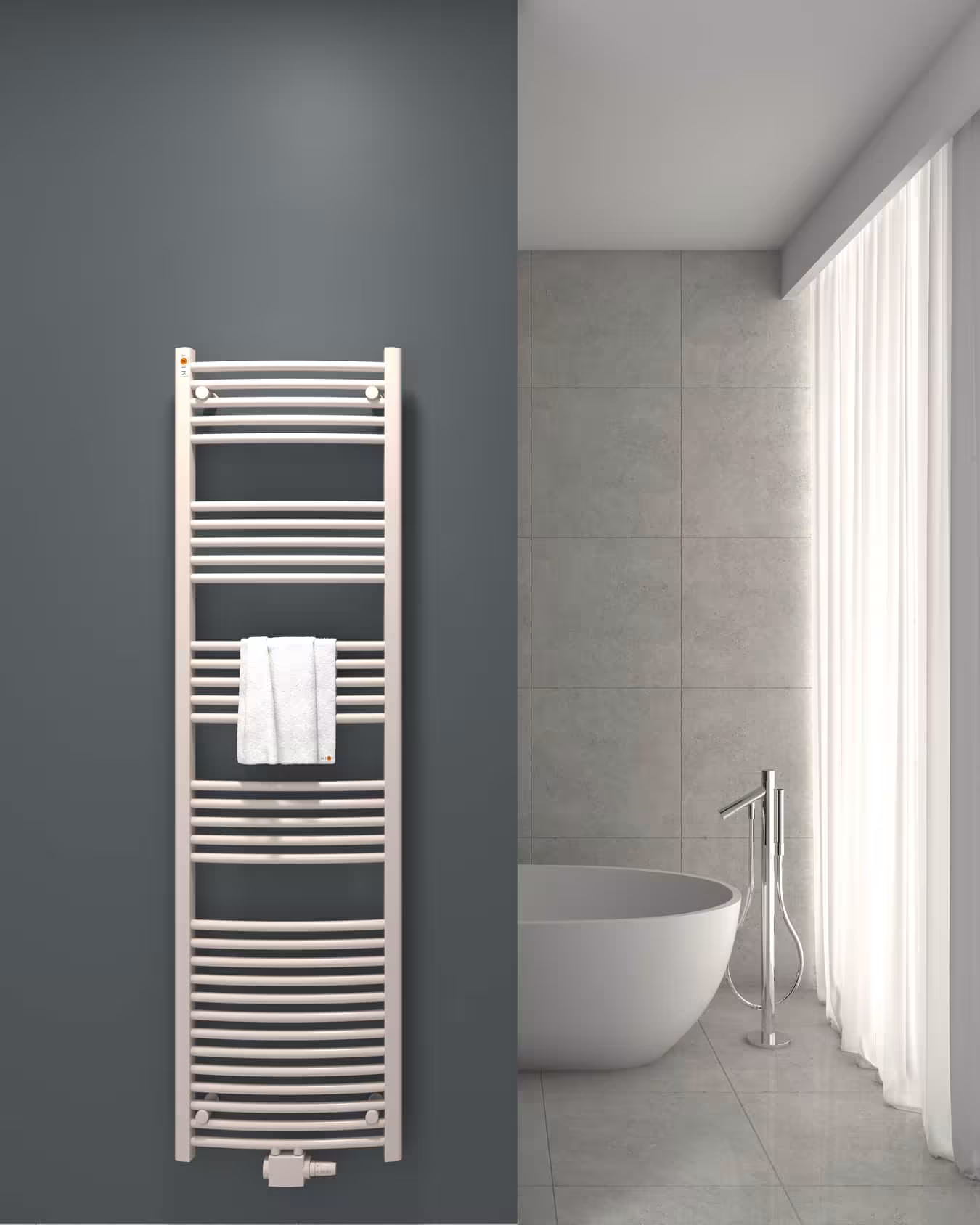 MERT Badheizkörper weiß gebogen, Mittelanschluss Typ Größe: 500x1800 mm aus der Kategorie Bad-Heizkörper mit der Artikelnr. 2-50x180-M