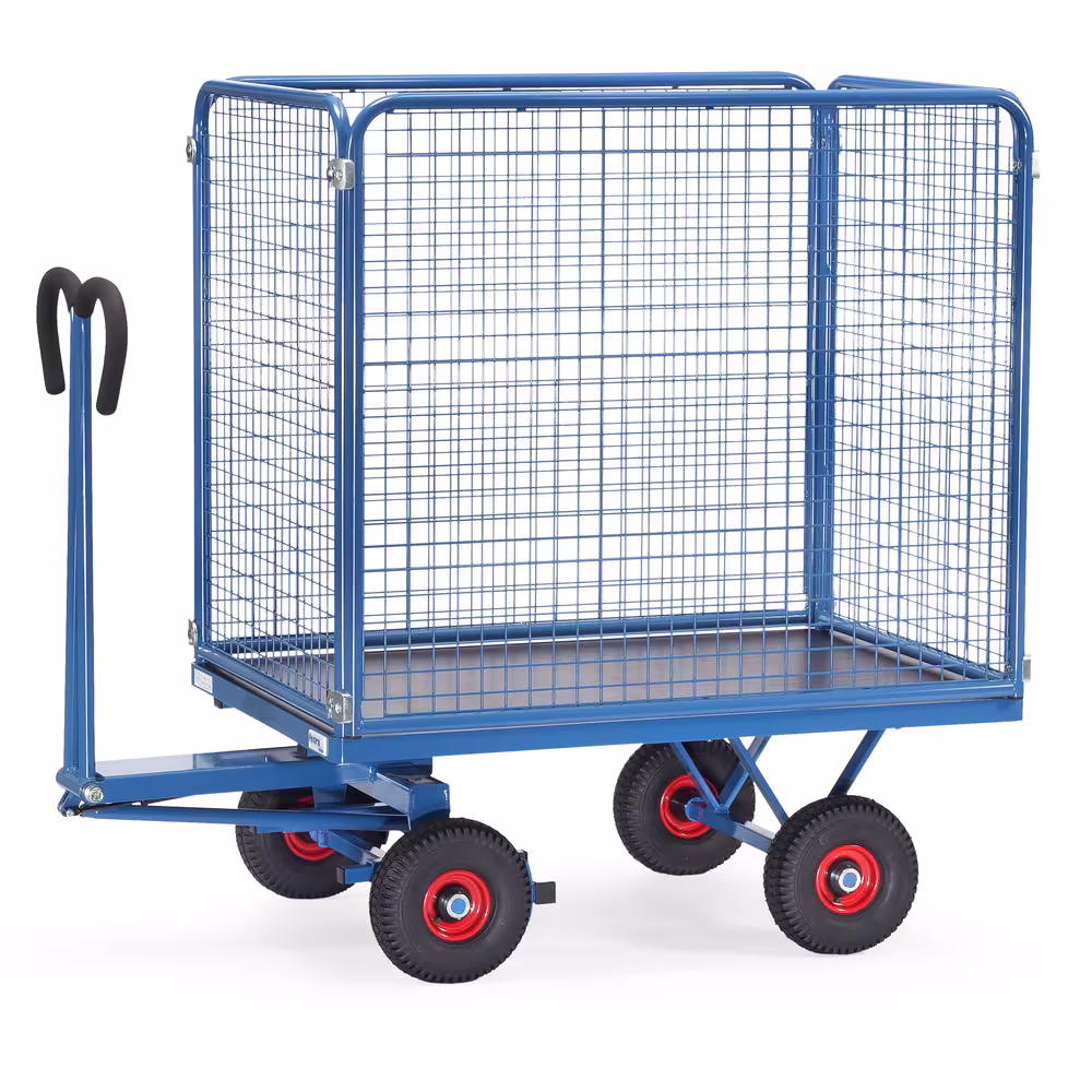 Handpritschenwagen Drahtgitter 1000 mm Drehschemel-Lenkung mit Kugelkranz, Scherendeichsel mit Sicherheits-Handgriff mit Softgrip-Bezug aus der Kategorie Handwagen/Pritschenwagen