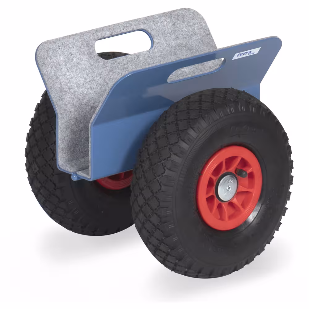 Plattenroller 4156 - Lufträder Ø260 mm von der Marke Fetra Plattenroller 60 mm Stahl-Schweißkonstruktion, pulverbeschichtet blau RAL 5007, Klemmflächen mit Filzbelag Typ Bereifung: Luft aus der Kategorie Plattentransport mit der Artikelnr. 4156