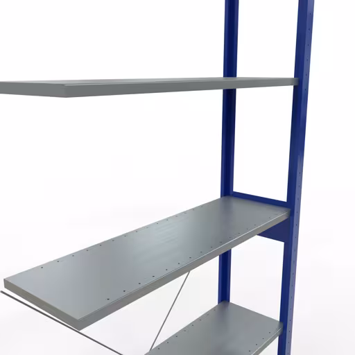 Produktbild Nr.7 des Artikels Anbauregal, Fachbodenregal Stecksystem MULTIplus150, 2500 x 1000 x 300 mm (HxBxT), 6 Fachböden, Kreuzstrebe, RAL 5010/verzinkt aus der Produktreihe Stecksystem von der Marke Schulte Lagertechnik