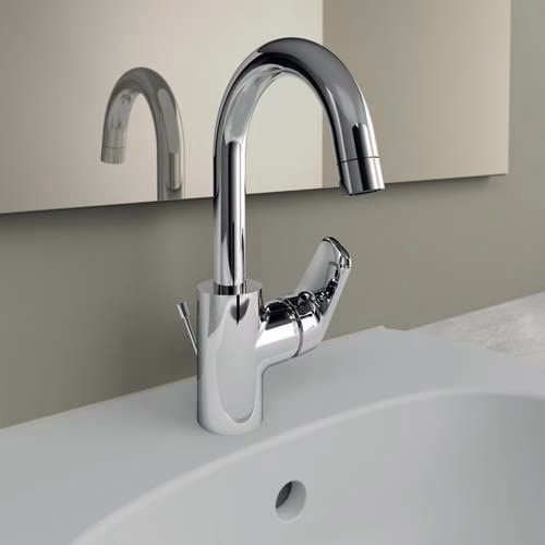 Detailbild 4039628 Ideal Standard Waschtischarmatur Ceraflex mit hohem Auslauf mit Ablaufgarnitur Ausladung 146 mm chrom