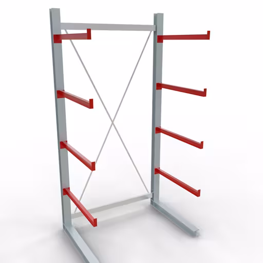 Abbildung Nr 11 des Artikels K 6000 Komplettregal, einseitig, 3000 x 1500 x 1000 mm, RAL 7001 / RAL 3000, 5 Lagerebenen aus der Produktgruppe Kragarmregale von der Marke Schulte Lagertechnik