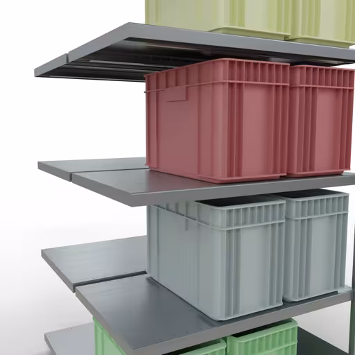 Produktbild Nr.14 des Artikels Anbauregal, Doppelregal, Fachbodenregal Stecksystem MULTIplus250, 2000 x 1000 x (2x600) mm (HxBxT), 2x5 Fachböden, Längenriegel, verzinkt aus der Produktreihe Fachbodenregale von der Marke Schulte Lagertechnik