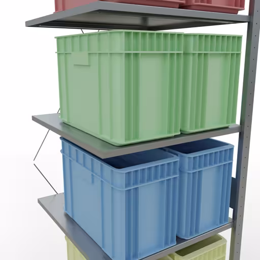 Produktbild Nr.8 des Artikels Anbauregal, Fachbodenregal Stecksystem MULTIplus150, 3000 x 750 x 800 mm (HxBxT), 7 Fachböden, Kreuzstrebe, verzinkt aus der Produktreihe Stecksystem von der Marke Schulte Lagertechnik
