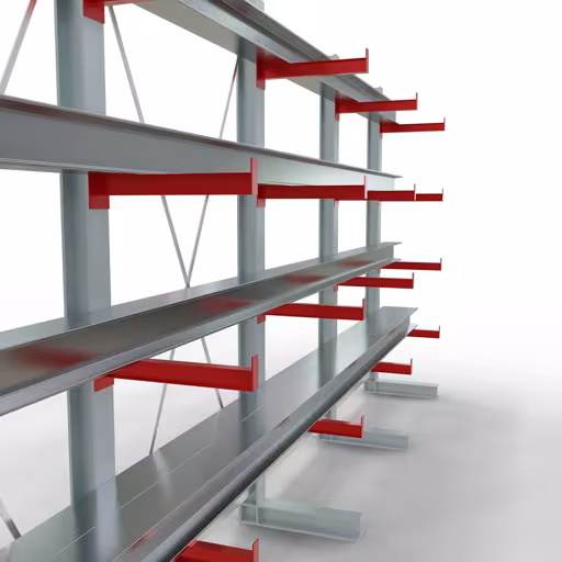 Produktbild Nr 12 des Artikels K 3000 Komplettregal, einseitig, 2500 x 5200 x 500 mm, RAL 7001 / RAL 3000, 5 Lagerebenen Abbildung Nr 12 des Artikels K 3000 Komplettregal, einseitig, 2500 x 5200 x 500 mm, RAL 7001 / RAL 3000, 5 Lagerebenen aus der Produktgruppe Kragarmregale von der Marke Schulte Lagertechnik