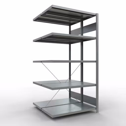 Anbauregal, Doppelregal, Fachbodenregal Stecksystem MULTIplus250, 2000 x 1000 x (2x500) mm (HxBxT), 2x5 Fachböden, Kreuzstrebe, verzinkt von der Marke Schulte Lagertechnik Anbauregal, Doppelregal, Fachbodenregal Stecksystem MULTIplus250, 2000 x 1000 x (2x500) mm (HxBxT), 2x5 Fachböden, Kreuzstrebe, verzinkt aus der Kategorie Doppelregale mit der Artikelnummer 14255-A