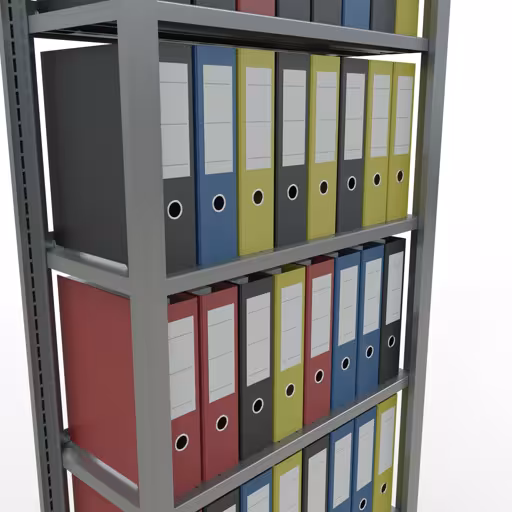 Abbildung Nr 10 des Artikels Grundregal, Büro-Fachbodenregal Stecksystem MULTIplus85, 2300 x 750 x 300 mm (HxBxT), 7 Fachböden, Kreuzstrebe, verzinkt, mit Anschlagleiste aus der Produktgruppe Büroregale von der Marke Schulte Lagertechnik