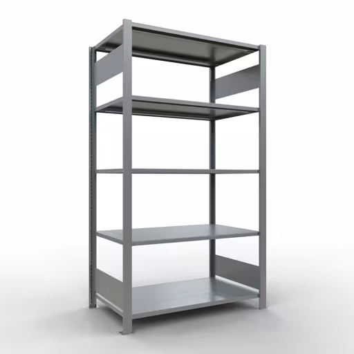 Grundregal, Büro-Fachbodenregal Stecksystem MULTIplus150, 1800 x 1000 x 600 mm (HxBxT), 5 Fachböden, Längenriegel, verzinkt, ohne Mittelanschlag von der Marke Schulte Lagertechnik Grundregal, Büro-Fachbodenregal Stecksystem MULTIplus150, 1800 x 1000 x 600 mm (HxBxT), 5 Fachböden, Längenriegel, verzinkt, ohne Mittelanschlag aus der Kategorie Stecksystem mit der Artikelnummer 17755