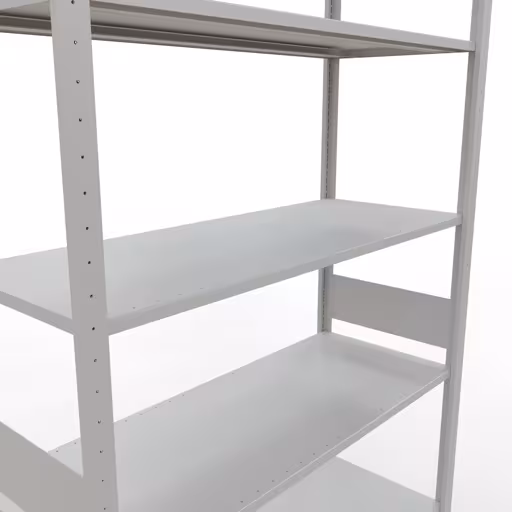 Produktbild Nr.6 des Artikels Grundregal, Fachbodenregal Stecksystem MULTIplus150, 3000 x 1300 x 500 mm (HxBxT), 7 Fachböden, Längenriegel, RAL 7035 lichtgrau aus der Produktreihe Stecksystem von der Marke Schulte Lagertechnik