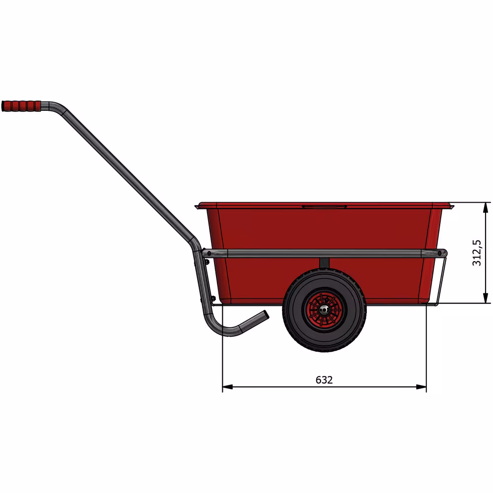 Handwagen - Lufträder Ø260 mm aus Stahlrohr geschweißt, feuerverzinkt, für die Verwendung im Außenbereich von der Marke Fetra aus der Kategorie Handwagen/Pritschenwagen