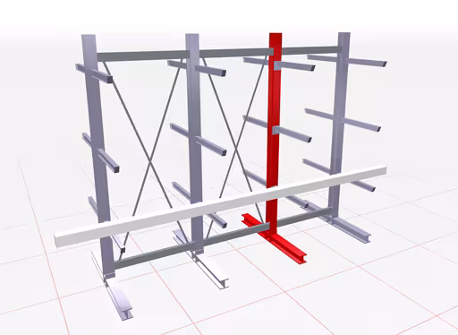 K 6000 Kragarmständer, doppelseitig 4000 x 1000 mm, IPE 200, Maximallast 4150 kg, RAL 7001 aus der Kategorie K6000 für schwere Güter mit der GTIN 4058255005277 K 6000 Kragarmständer, doppelseitig 4000 x 1000 mm, IPE 200, Maximallast 4150 kg, RAL 7001 von der Marke Schulte Lagertechnik aus der Produktreihe Kragarmregale