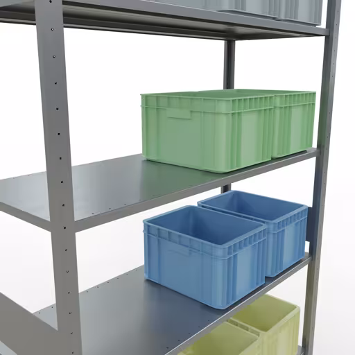 Zusatzbild des Artikels Grundregal, Fachbodenregal Stecksystem MULTIplus150, 3000 x 1300 x 500 mm (HxBxT), 7 Fachböden, Längenriegel, verzinkt Zusatzbild des Artikels Grundregal, Fachbodenregal Stecksystem MULTIplus150, 3000 x 1300 x 500 mm (HxBxT), 7 Fachböden, Längenriegel, verzinkt aus Grundregal