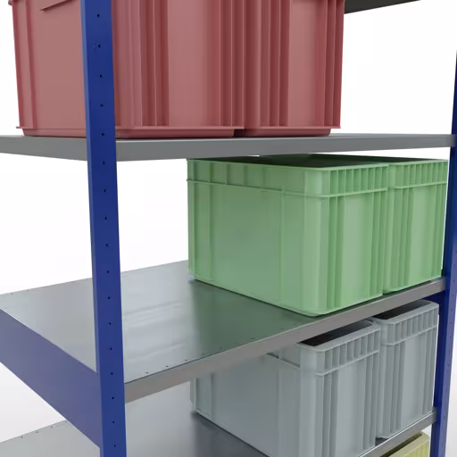 Abbildung Nr 8 des Artikels Grundregal, Fachbodenregal Stecksystem MULTIplus250, 2500 x 1300 x 800 mm (HxBxT), 6 Fachböden, Kreuzstrebe, RAL 5010 enzianblau/verzinkt aus der Produktgruppe Stecksystem von der Marke Schulte Lagertechnik