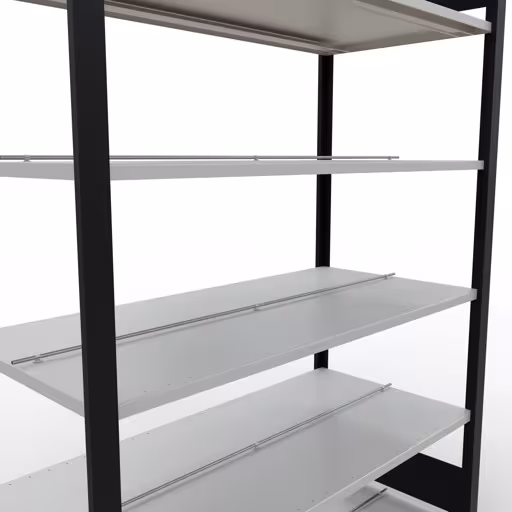 Abbildung Nr 13 des Artikels Grundregal, Büro-Fachbodenregal Stecksystem MULTIplus150, 2000 x 1300 x 600 mm (HxBxT), 6 Fachböden, Längenriegel, mit Mittelanschlag, schwarz/lichtgrau aus der Produktgruppe Büroregale von der Marke Schulte Lagertechnik