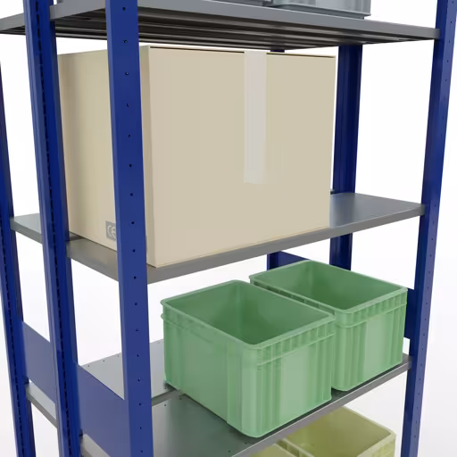 Grundregal, Doppelregal, Fachbodenregal Stecksystem MULTIplus150, 3000 x 1000 x (2x300) mm (HxBxT), 2x7 Fachböden, Längenriegel, RAL 5010 enzianblau von der Marke Schulte Lagertechnik aus der Produktreihe Fachbodenregale