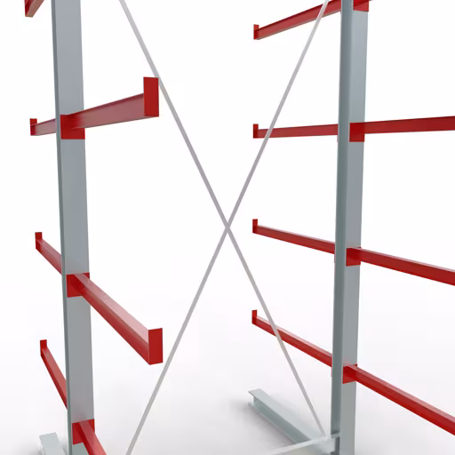 Abbildung Nr 10 des Artikels K 6000 Komplettregal, doppelseitig, 3000 x 1500 x 2x 1000 mm, RAL 7001 / RAL 3000, 5 Lagerebenen aus der Produktgruppe Kragarmregale von der Marke Schulte Lagertechnik