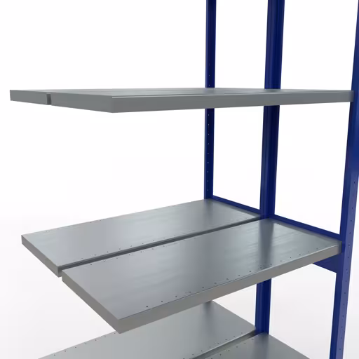 Produktbild Nr.6 des Artikels Anbauregal, Doppelregal, Fachbodenregal Stecksystem MULTIplus250, 3000 x 1000 x (2x400) mm (HxBxT), 2x7 Fachböden, Längenriegel, RAL 5010 enzianblau aus der Produktreihe Fachbodenregale von der Marke Schulte Lagertechnik